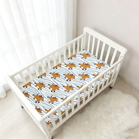 miaozhen 1 Pack 52x28 Cotton Baby Crib Sheets Soft Cute Cartoo Brown Horse Zebras Stripes Muslin Crib Sheets