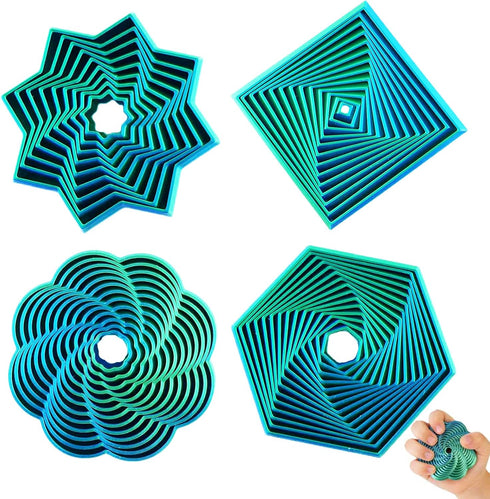 ajitxalr Easter Basket Stuffers 4 Packs Expanded Sensory Fidget Star,Fractal Fidget Hexagon,Hexagon Fidget