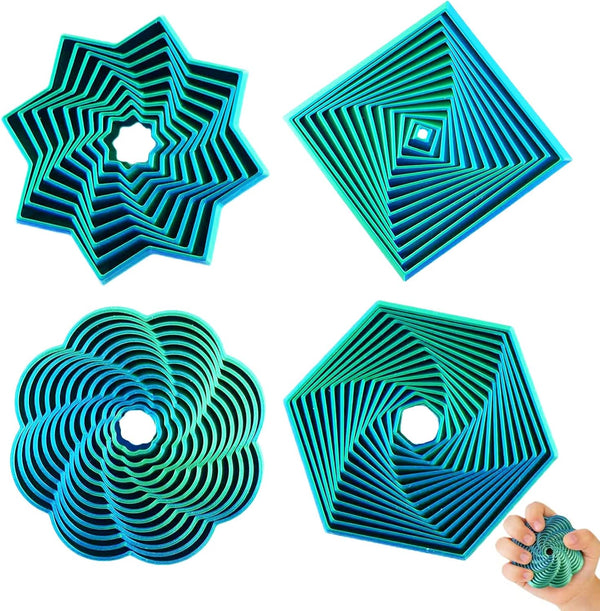 ajitxalr Easter Basket Stuffers 4 Packs Expanded Sensory Fidget Star,Fractal Fidget Hexagon,Hexagon Fidget