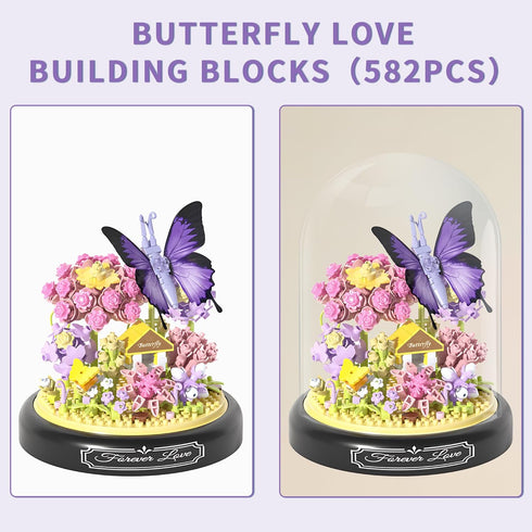 582 Sets, PCS Micro Brick Flower Butterfly Bouquet Building Animals Botanical Collection Blocks Model for Adult