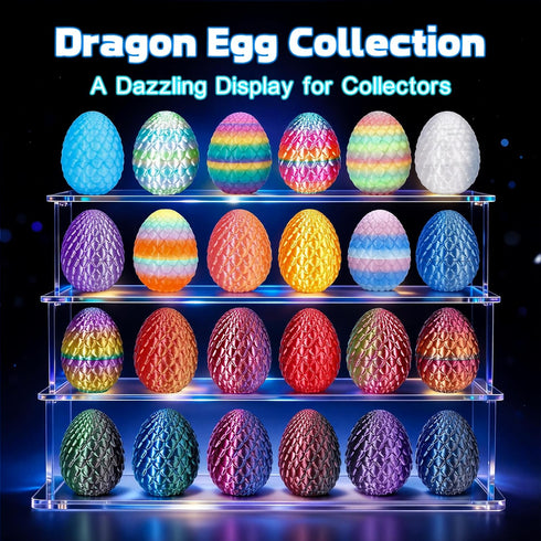 VivaNova 24 Pack 3D Printed Dragon Eggs, Surprise Eggs with Articulated Mini Dragons Inside, Easter Egg Hunt Fillers