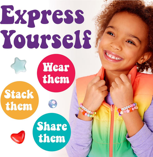 Creativity for Kids Rainbow Bead Jar Jewelry Making Kit, Makes 40+ Friendship Bracelets for Girls Ages 6-8+
