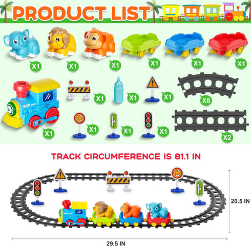 Set 3 1-3 4 5 6+ Train for Toddlers w/Steam, Music & Lights - Electric Train Toy for Kids with Tracks Accessories