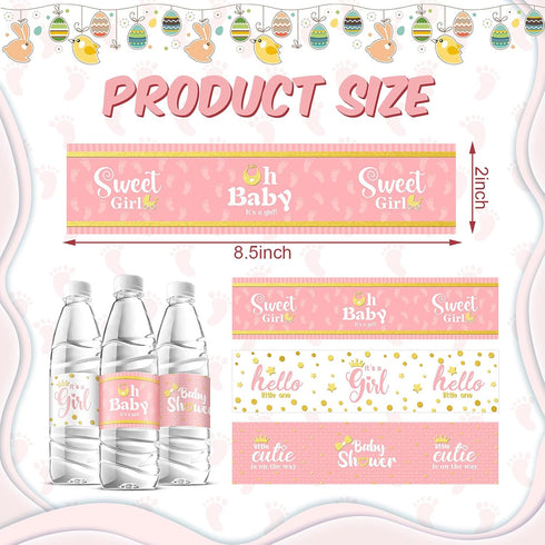 80 Teling Pieces Baby Shower Water Bottle Labels Waterproof Water Bottle Stickers Wrappers Labels for Baby Shower Party