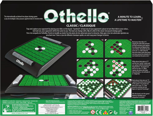 Spin Master Othello - Classic Family Board Game 2-Player Reversi Brain Teaser for Ages 7 and Up