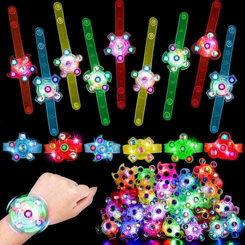 LovesTown 32PCS LED Light up Fidget Spinner Bracelets, 6 Styles Light up