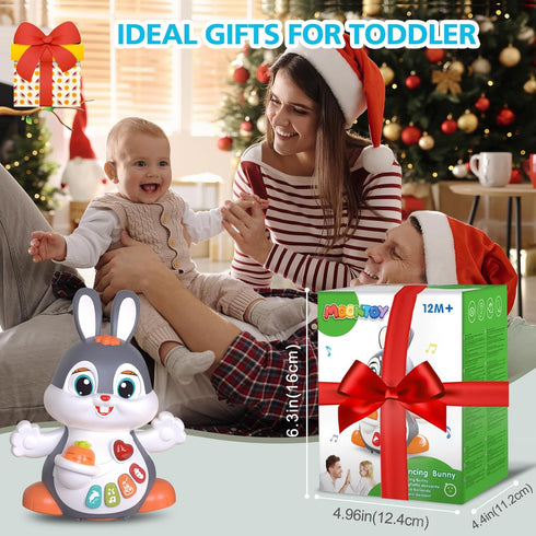 MOONTOY Bunny Musical Toy for 1+ Year Old, Baby Crawling Toy with Light & Sound for 6-12 Months