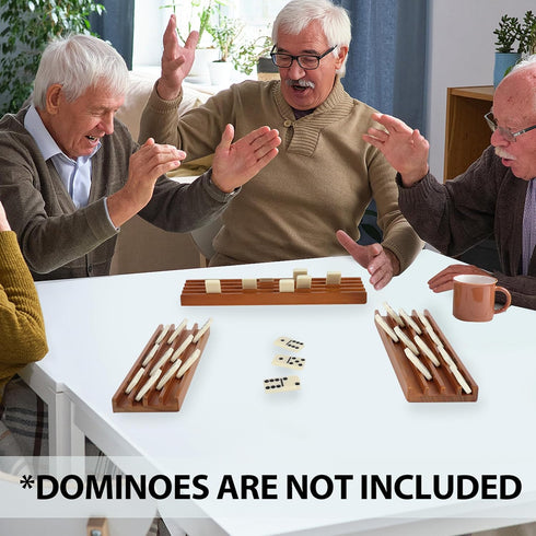 Set 4 GSE Games & Sports Expert Domino of Wooden Domino Trays Holders Organizer - Premium Tiles Holder Racks