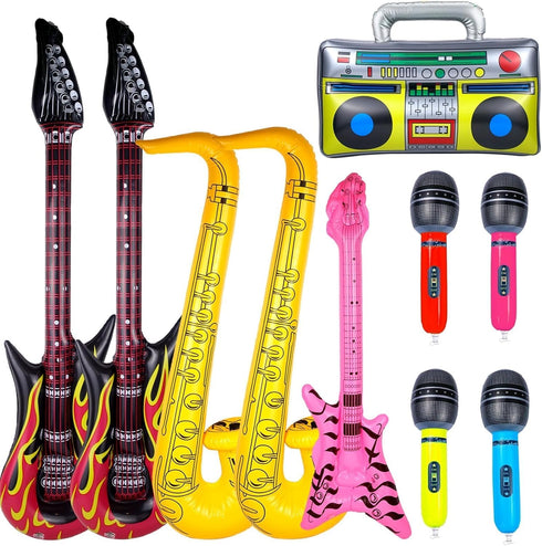 Naturahand 10pcs Inflatable Instruments Party Props Rock Star Toy Set Inflatable Saxophone Bass