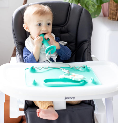 2-in-1 Busy Baby Teething Spoon - Teether and Training Spoon for Self Feeding, Dishwasher Safe, BPA Free, Food Grade