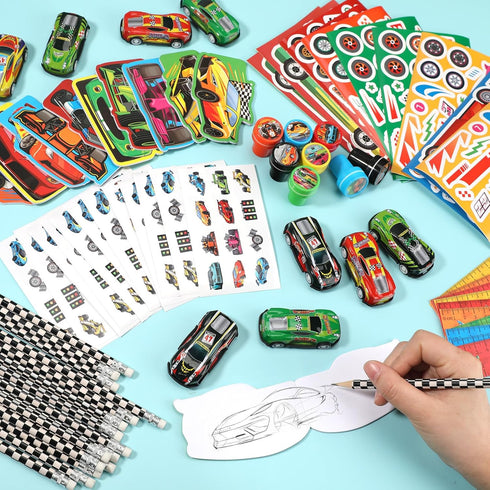 96Pcs Set BenLouis Race Car Party Favors Racing Theme School Stationery Bulk for Kids Fast Racecar Wheel Birthday Party