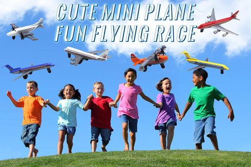 6 Pack Playset Crelloci Toy Airplane Mini Diecast Aircraft, Includes Glider and Airlines Planes for Birthday Party