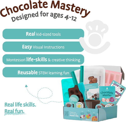 Set 4+ Tovla Jr. Real Chocolate Making Kit for Kids | Learn to Cook with Real Tools | Educational STEM Gift Ages | DIY