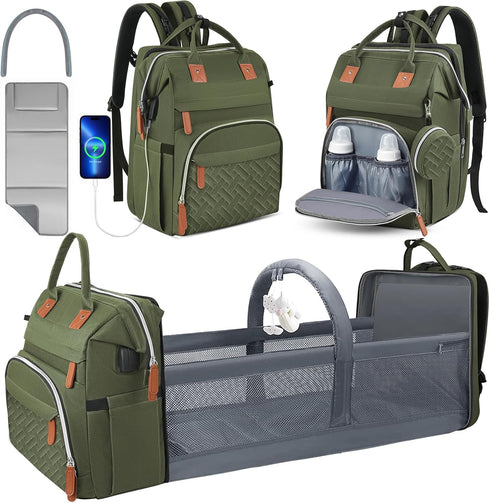 Diaper Bag Backpack for New Parents, Large Capacity Baby Travel Bag with