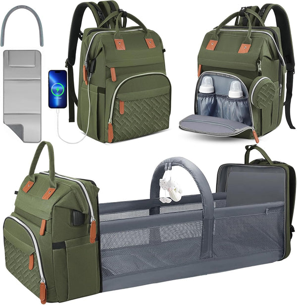 Diaper Bag Backpack for New Parents, Large Capacity Baby Travel Bag with