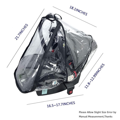 LLUFO Baby Car Seat Rain Cover Universal Weather Shield Waterproof,Easy Access Zipper,Side Ventilation,EVA