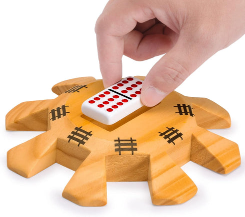 Yellow Mountain Imports Wooden Hub Centerpiece for Mexican Train Dominoes Game, 5.8 Inches, Up to 8 Players