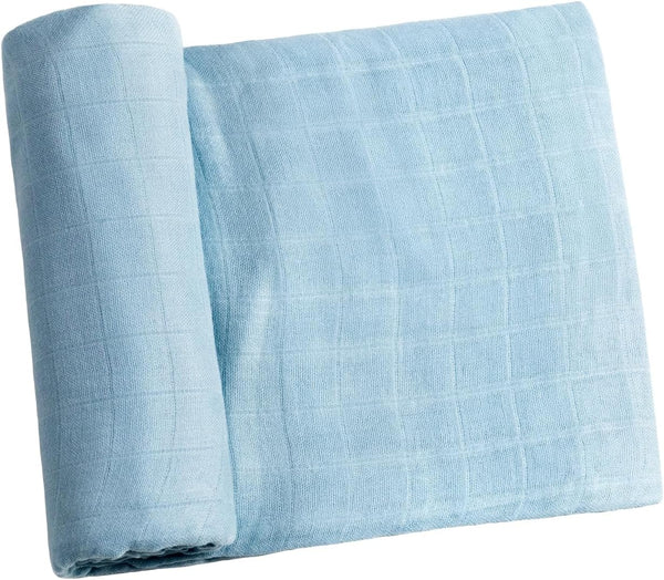 Meracorallo Muslin Swaddle Blanket, Silky Soft Receiving Blanket, 47 x 47 inches, Sky Blue