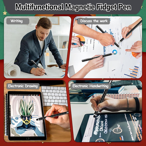 Magnetic Fidget Pen, Deformable Metal Stress Relief Gadget for Adults & Teens, Novelty Fidget Toy for Birthday