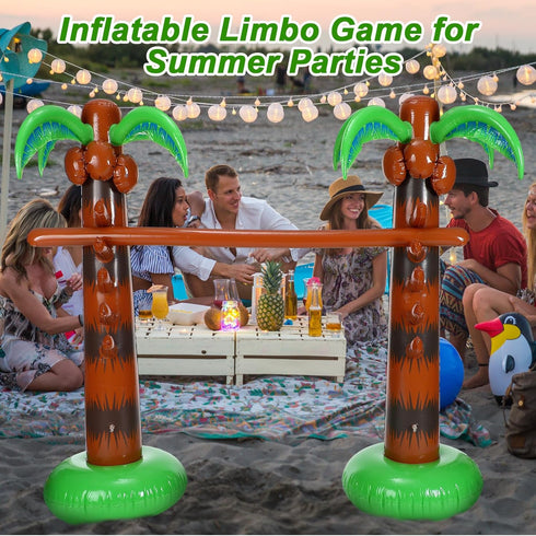 Jenaai Inflatable Palm Tree Limbo Game for Luau Party - Hawaiian Fun Limbo Game for Summer Decor and Parties