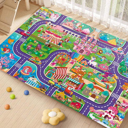 Oriate Kids Toy Dream Play Mat - Princess Castle Girls Pink Playmat - Parent-Kid Interaction Game Mat