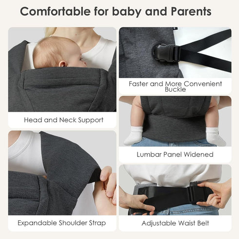 Carriers(8-30lbs), MISSWISDOM Baby Carrier Newborn to Toddler Baby Wraps Newborn Carrier with Head Support, Infant