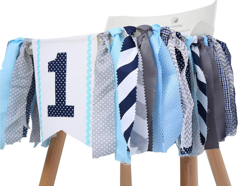 1st WAOUH Birthday High Chair Banner - First birthday party Decorations For Rag Tie Fabric GarlandPhoto Booth Props