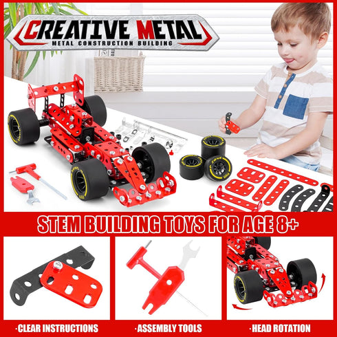 Ferthor Fun 8-12,Erector Sets 1:20 8 9 10 11 12-16 Building Car Metal Model Kits,STEM Building Toys Model Car Kits