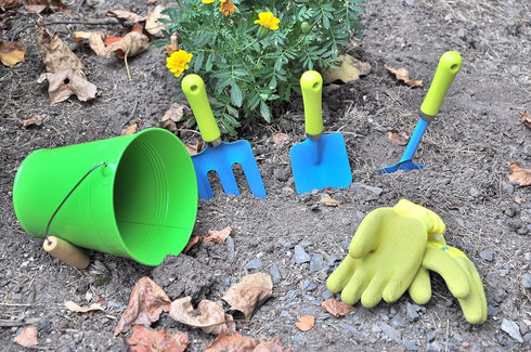 G & F Products 10051 JustForKids Kids Water Pail with Garden Tools Set in Green