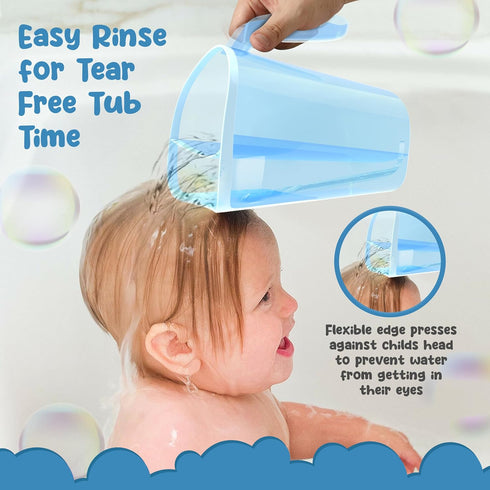 S.C. Products, Inc. Shampoo Rinse Cup for Kids | Baby Bath Pail | Tear Free Baby Rinser Pail - Three Color Choices