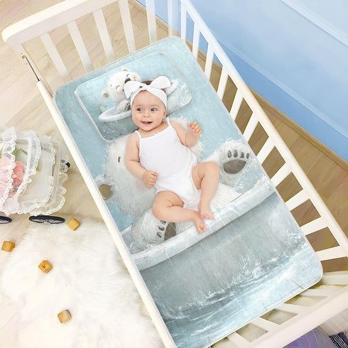 EtherSpher 28" 52" Cute Polar Bear Retro Bathtub Cooling Baby Mattress pad Waterproof x Ultra Soft Pads Washable