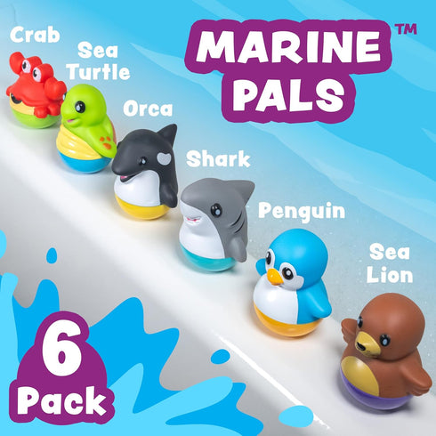 6 Pack Tub Works Tub Bobbers Bob, Wobble & Float Upright Toddler Bath Toys, | Unique Wobbling Action | Sealed, No Hole