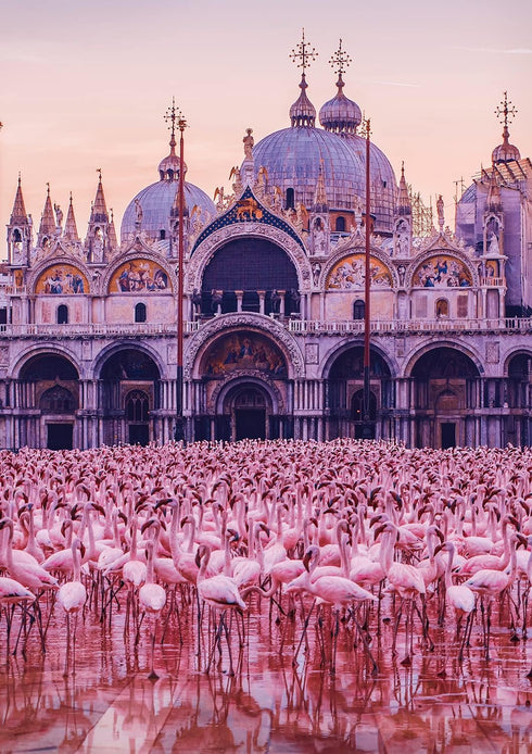 Buffalo Games - Kristina Makeeva - Pink Flamingo Palace, 500 Piece Jigsaw Puzzle for Adults