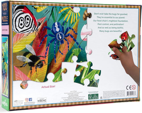 eeBoo Love of Bugs - 100 Piece Puzzle, 24 x 16 Kids Jigsaw, Glossy Pieces for Children Ages 5+