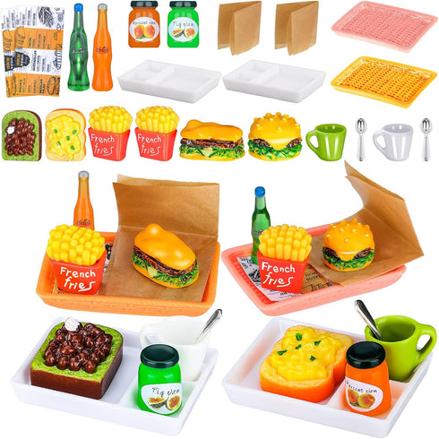Miniature Tea Dollhouse Kitchen Accessories Set, Mini Food for Dollhouse Snacks, 22 Pieces Pretend Play Food Toys