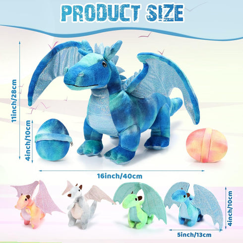 7 Set 16 Inch 4 2 Mommy's Deekin Pcs Dragon Toy Large Dragon Stuffed Animal with Baby Plush and Eggs in Belly Dinosaur