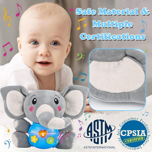 Plush Musical Baby Toys - Cute Elephant Stuffed Animal for 3-12 Months Boys & Girls, Infant Baby Toy