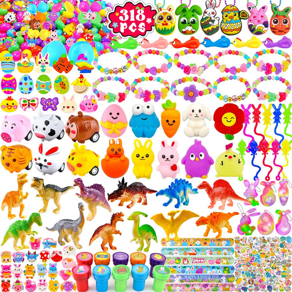 Phaorui 318 Pcs bulk Easter Egg with toys filled inside for kids, 100