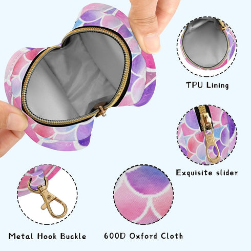 PYBUG Scallop Shape Round Pacifier Storage Case, Polyester & TPU Lined with Hook Buckle, Pacifier Container Box