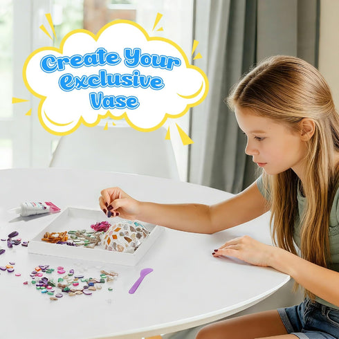 DIY Vase Mosaic Painting Kit, DIY Mosaic Arts and Craft Kits with Vase Flower Mosaic Accessories, Handmade Sticker