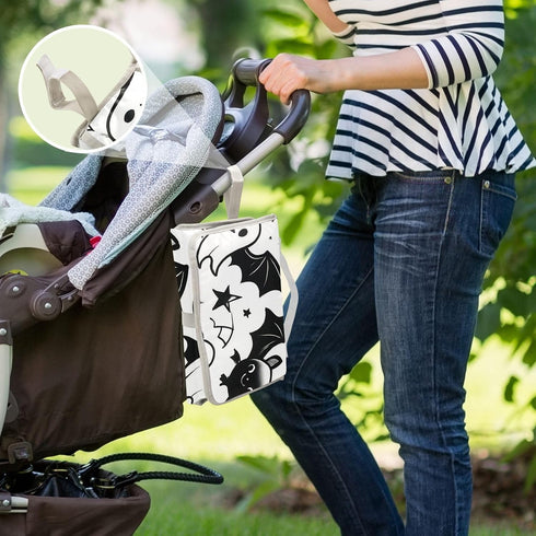 BOESI Halloween Ghosts and Bats Portable Changing Pad, Baby Changing Pad, Waterproof Diaper Changing Travel Bag