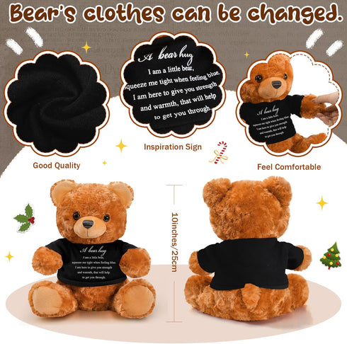 Bear Plush Stuffed Animal Sympathy Gift, Bear Hug Sign Clothing, Comfort Gift for Kids, Condolences Memorial (Brown,