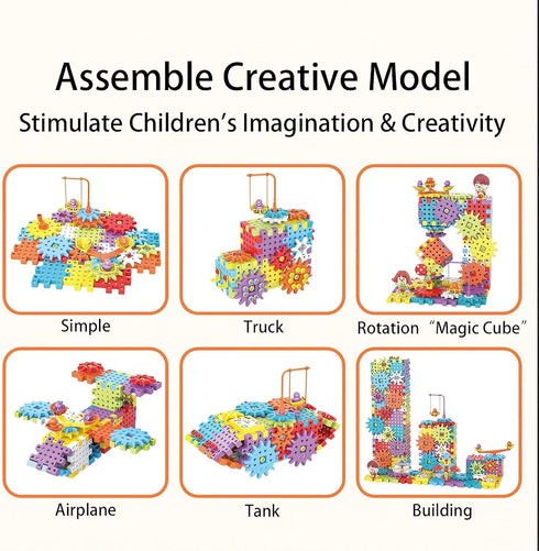CZOALX 234Pcs 3-5 4-8, Set Electric Montessori Building Blocks for Toddlers Motorized Gear Construction Toy with Power