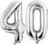 Jonhamwelbor 40 Number Balloons, Silver Giant Jumbo Foil Mylar Balloons for 40th Birthday Party Decorations