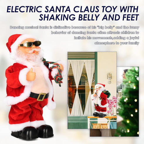 Dancing Santa Claus Toy with Shaking Belly and Feet - Musical Christmas Doll for Festive Cheer