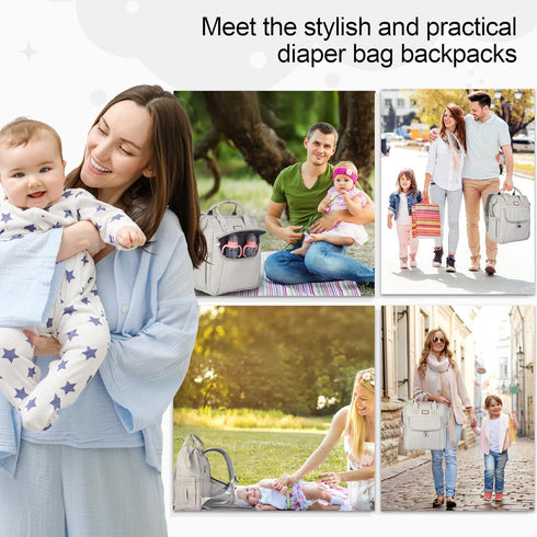 OMBRAT Backpack, Backpack, Diaper Bag with Diaper Changing Table Foldable Diaper Pad, Lightweight Large Capacity