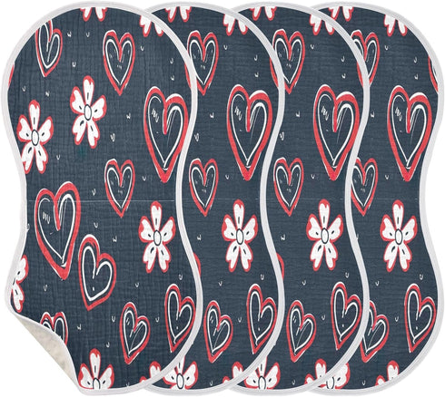 YETTASBIN Cute Love Heart Muslin Baby Burp Cloth, Super Soft Absorbent Cotton Burp Rag Baby Bibs Feeding Cloth
