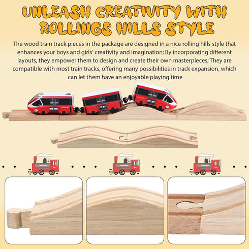 2 Liliful Pcs Wooden Train Track Accessories Expansion Wood Train Track Pieces Compatible with Most Toy Railroads
