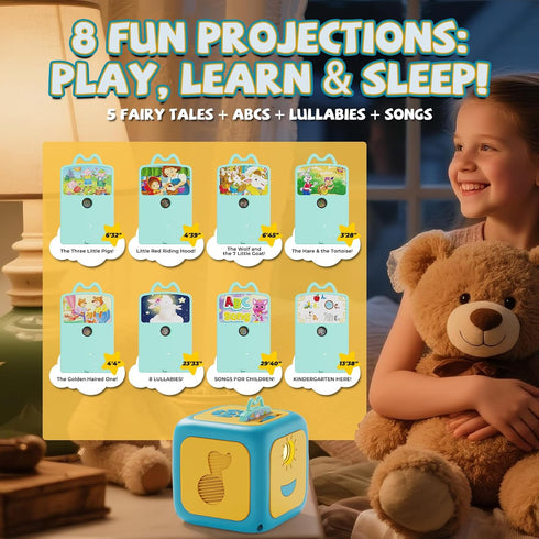 3+ Story Projector for Kids, Story Machine with Early Learning, Music, Night Sky Lights, Storybook Projector, Moonlight