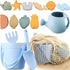Civaner 15 Pcs Silicone Beach Toys for Baby Girls, Includes Shovel, Rake, Sand Molds, and Pail Set